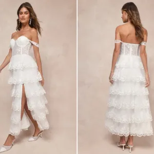 LULU's Sexy Floral Bridal Shower Reception Romantic Corset Off the Shoulder thumbnail 4