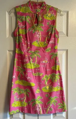 Lily Pulitzer Women’s Pink Flamingo Palm Tree & Golf Vacation Dress thumbnail 1