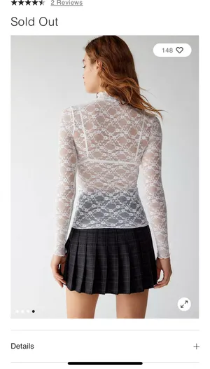 Urban Outfitters Out From Under Luna Sheer Lace Mock Neck Top in Black thumbnail 5