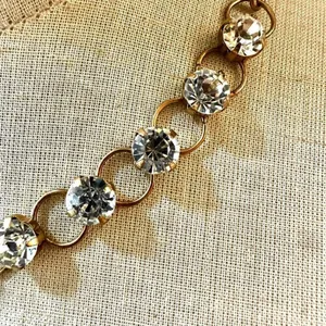 Gold tone rhinestone link necklace thumbnail 3