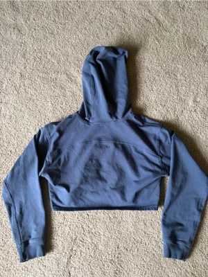Lululemon All Yours Cropped Hoodie Blue Hooded Sweatshirt Terry Crop Fitted Sz 4 thumbnail 7