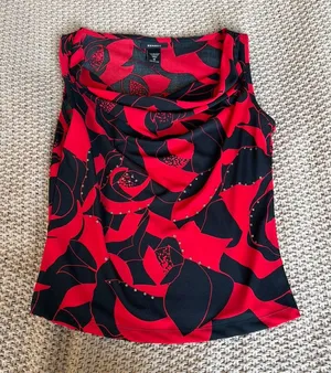 Vintage 00s Express Black & Red Cowl Neck Tank thumbnail 1