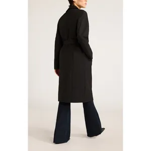 Sofia Jeans Womens Trench Coat Sz M Black Soot Double Breasted Belted Long thumbnail 4
