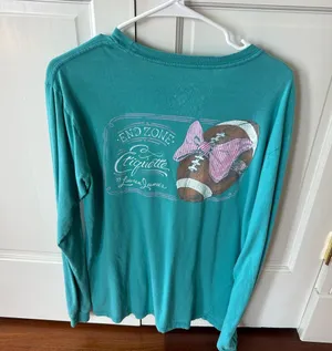 Lauren James Teal Long Sleeve with Football and Bow thumbnail 1