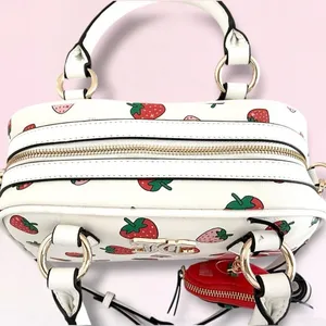 Juicy Couture White Sweet n Juicy LARGE Bowler Bag Satchel Strawberry Coin Purse thumbnail 8