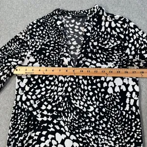 Banana Republic Shift Dress Black White Womens X-Small V-Neck 3/4 Balloon Sleeve thumbnail 7