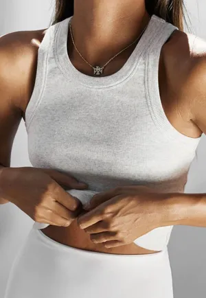 All Things Golden Ribbed Muscle Crop Gray thumbnail 1
