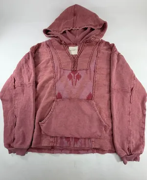Lucky Brand Womens Pink Southwestern Ikat Baja Pullover Hoodie Cotton Size M thumbnail 1