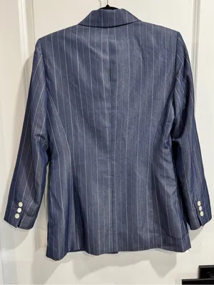 Kasper Blue Pinstripe Two Button Blazer Jacket Size 4 Career Office Professional thumbnail 3