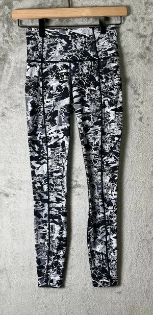 Lululemon Fast & Free‎ 7/8 Tight II *Nulux 25" Interlaced Starlight Black Size 2 thumbnail 1