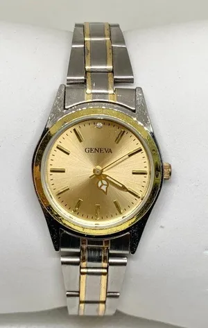 Geneva vintage women’s watch gold silver tone 27mm quartz up to 7.5” running thumbnail 1