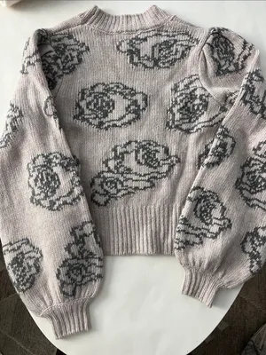 Baum und Pferdgarten ‘Cherika’ Wool Knit Rose Print Chunky Sweater S Gray thumbnail 4