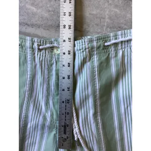 Lauren Ralph Lauren Green Striped Wide Leg Crop Pants 2P Drawstring Cotton thumbnail 3