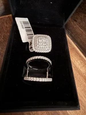 Joancee Cubic Zirconia Cushion Cut Bridal Ring Set Silver thumbnail 1