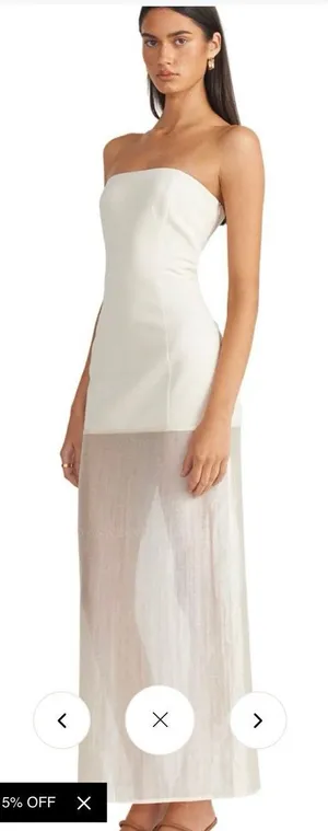 SNYDS Chloe Cream Sheer Strapeless Dress Size Small‎ thumbnail 1