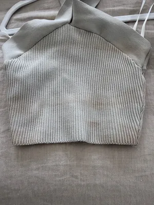 Babaton Ribbed Cross-Strap Crop Top in Light Gray thumbnail 2