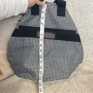 Vintage 90s Guess Gingham Tote‎ Bag Black White Checkered Round Shoulder Purse thumbnail 9