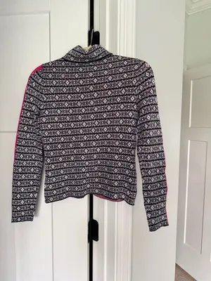 Maeve Black White Turtleneck Sweater Pink Stripe Anthropologie ski slope‎ alpine thumbnail 5
