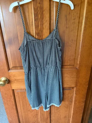 Peppermint Gingham black and white romper thumbnail 2