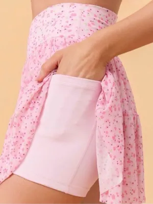 NWT! Blogilates Viral Taylor Swift Popflex Ballerina Skirt Skort Pink Floral Small thumbnail 2