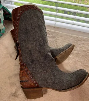 Lane Women's Western Boots Size 8 Gray Mid-Calf Block Heel Pointed Toe thumbnail 1