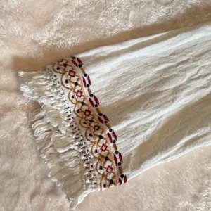 Topshop Ivory Embroidered Boho Peasant Blouse Babydoll Fringe Top US 12 thumbnail 9
