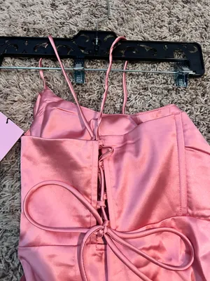 Hello Molly My Fierce Heart Satin Pink Midi Dress Size Small thumbnail 5