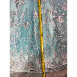 Morrell Maxie Size 4 Aqua White Floral Lace Off‎ Shoulder Formal Gown thumbnail 9