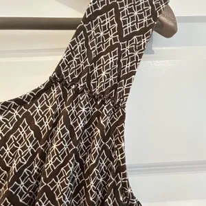 Loft Sun Dress Brown White Geometric Print Size 4 thumbnail 9