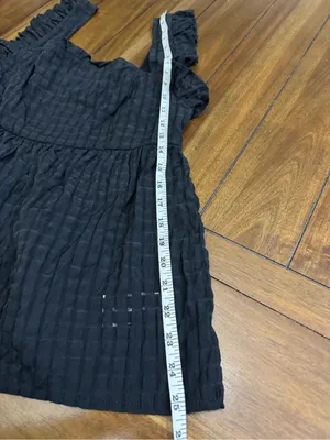 SHEIN Black Smocked Babydoll Top Ruffle Straps Tie-Back Boho Chic Size XL (12) thumbnail 5
