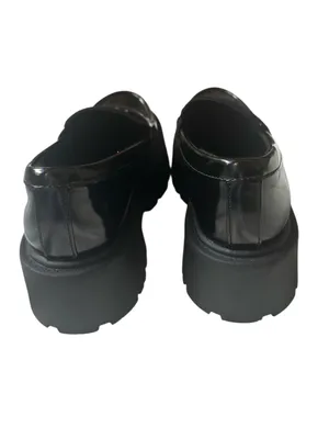 Madden NYC Platform Lug Sole Penny Loafers in shiny black patent finish. thumbnail 6