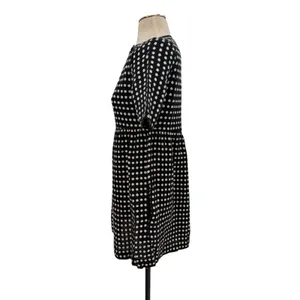 Ace & Jig Polka Dot Linen Cotton Babydoll Mini Dress Black Cream Size Small thumbnail 3