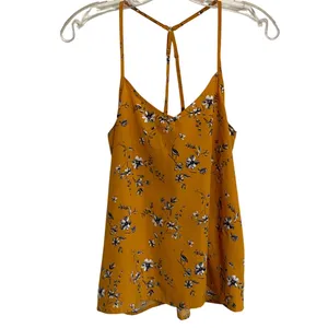 Hollister Women's Strappy Floral Tank Top - Golden XS - EUC‎ thumbnail 3