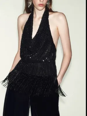 Zara sequin embellished halter top‎ thumbnail 2