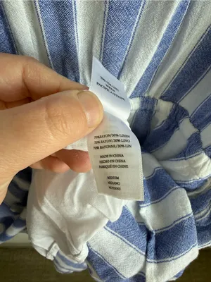 Rails Wren Pacifica Stripe Linen Blend Kaftan Dress Blue White Size Medium thumbnail 11