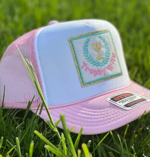 NEW Trophy wife SnapBack / trucker hat - pink and turquoise thumbnail 2