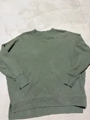 Aerie Classic textured green Crewneck Sweater XS thumbnail 2