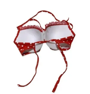 NWOT Red White Polka Dot Ruffle Trim Bikini Underwire Top Bottoms Swimsuit Set thumbnail 3