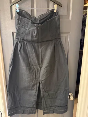Abercrombie Black Linen Midi Dress L thumbnail 6