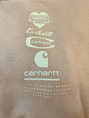Carhartt Women's Pink Hooded Sweatshirt with White Logos thumbnail 5