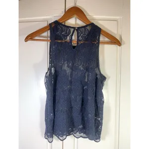 Abercrombie & Fitch‎ Whimsygoth Blue Floral Crochet Lace Sheer Tank Cottagecore thumbnail 3