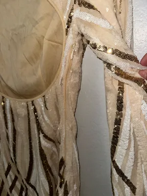 SheIn Long sleeve gold and white dress thumbnail 3