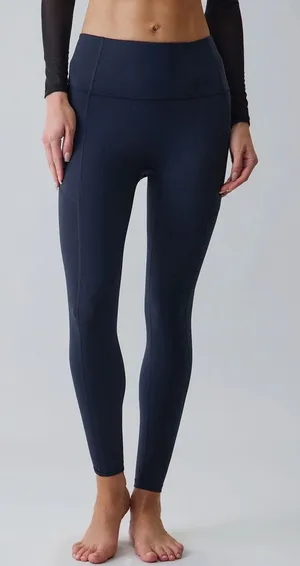 Berlook Activewear Navy High Waisted Pockets Leggings 24" thumbnail 1