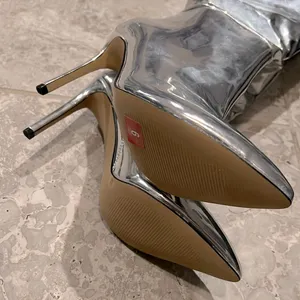 I.N.C. Iyonna Over-The-Knee Slouch Boots in Patent Silver Size 6/36.5 NEW $169.5 thumbnail 5