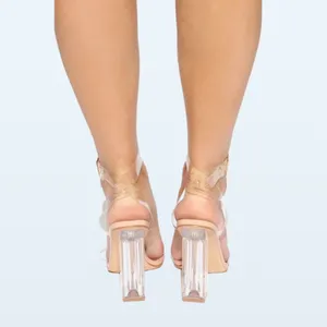 NWOT Cape Robbin Maria-2 Clear Nude Chunky Block High Heels Open Toes, Size 6 thumbnail 12