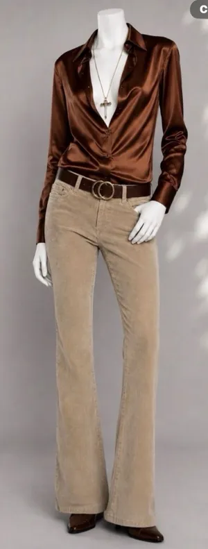 Ralph Lauren Tan Corduroy Boot-Cut Pants thumbnail 1