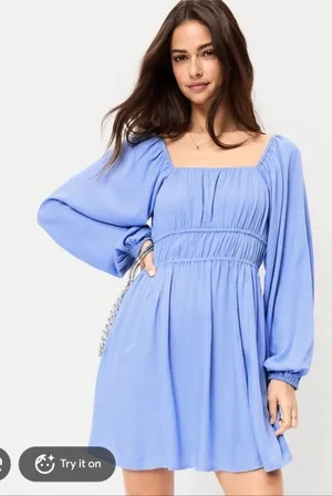 Old Navy Baby Blue Long Sleeve Dress Medium thumbnail 1