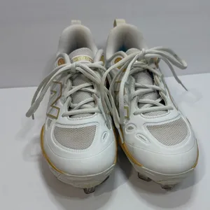New Balance VELOv4 Women's White and Gold Athletic Sneakers Softball thumbnail 3