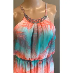 No Boundaries Tropical Palm Print Halter Maxi Dress-size Medium thumbnail 6