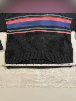 American Eagle Cropped Black Knitted Sweater Colored Stripes size S thumbnail 5